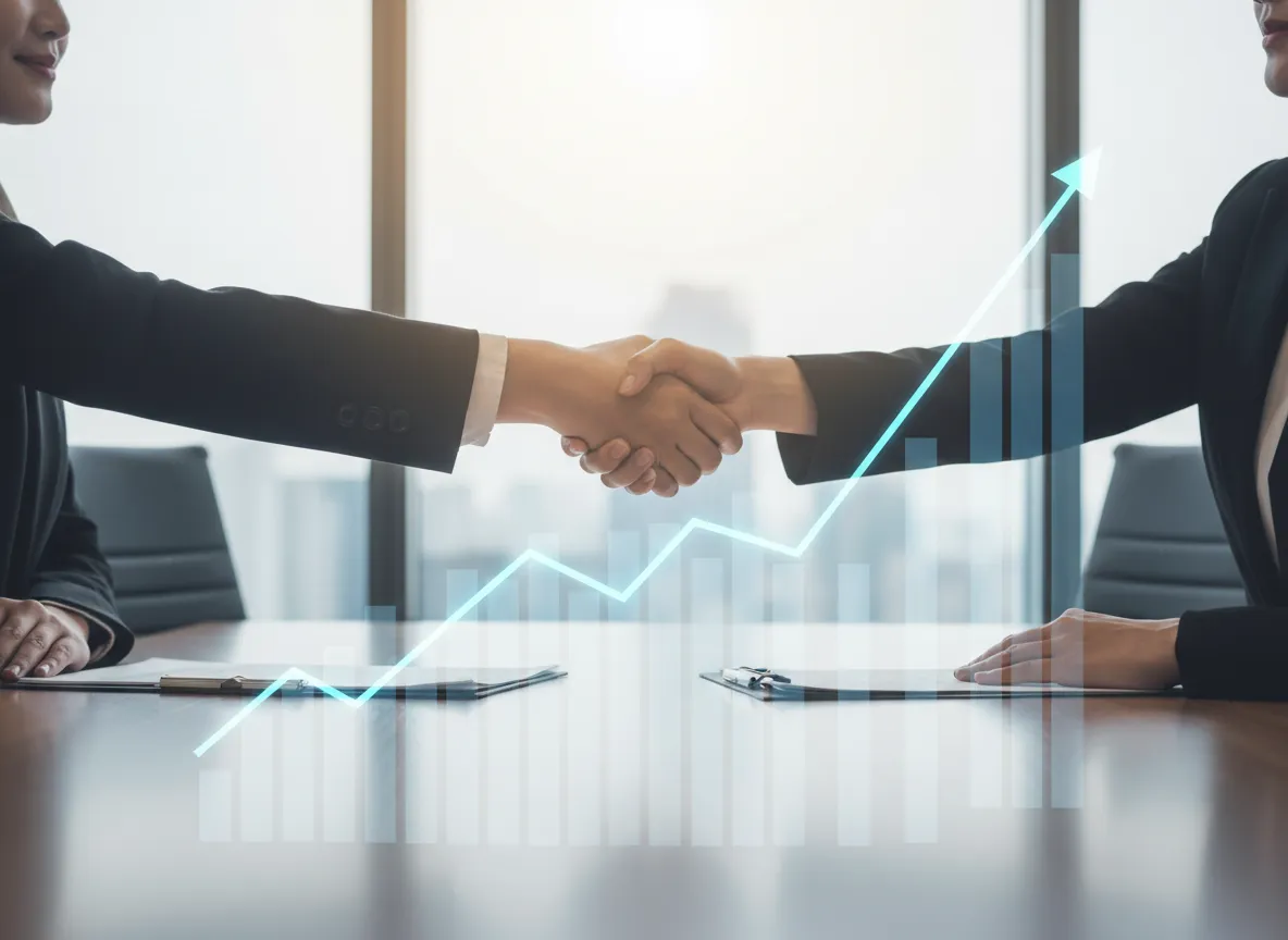 クライアントとの握手 - 成長と結果にコミットするパートナーシップ